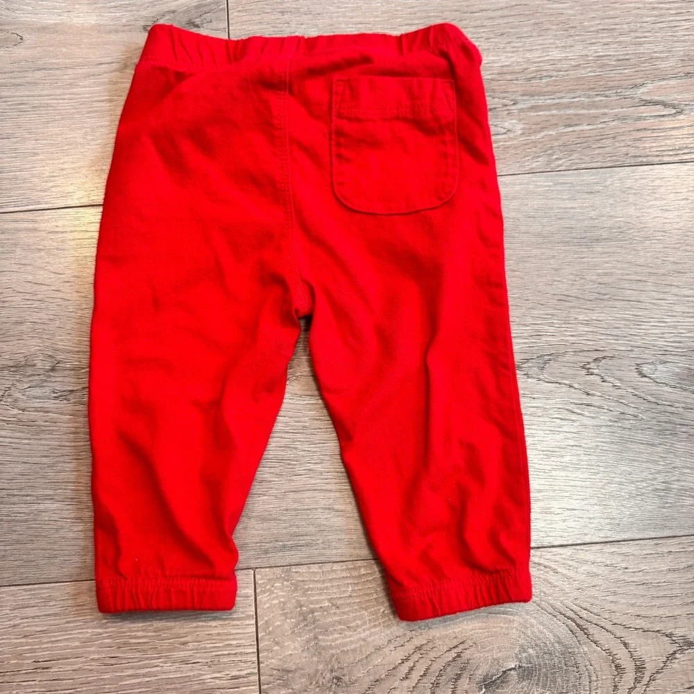 Gap Red‎ Baby Jogger Pants Drawstring Bear Logo Size 3-6 Months